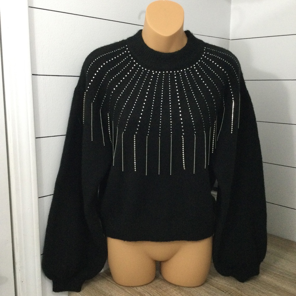 Ontwelfth rhinestone cropped‎ sweater